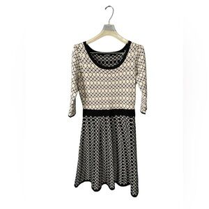 Danny & Nicole 3/4 sleeve black & ivory color  sweater dress